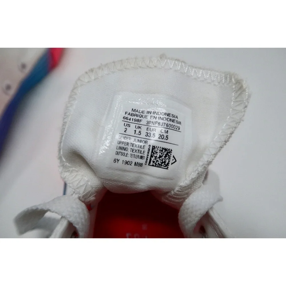 Converse Girl's Size 2 Pink Blue White Racer Sneakers‎ Shoes 664198F